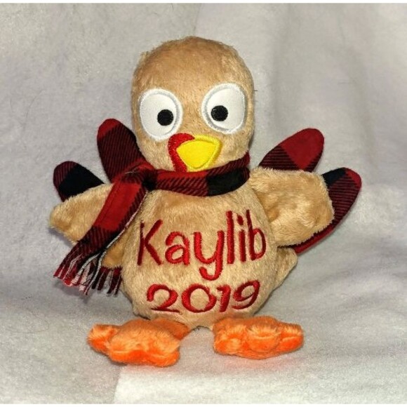 Handmade plush Turkey Boy-Girl personalizable Embroidery 1st Thanksgiving 2024 - Picture 4 of 8